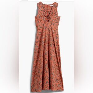 Madewell Stephanie NWOT Orange Floral Cotton Maxi Sun Dress Cut Out Bodice 8